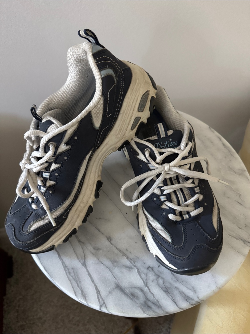 Women’s “D’Lites Skechers Navy and White Sneakers 7.5